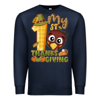 Navy My 1st Thanksgiving with turkey Premium Sweatshirt - NancyCooperArtShop