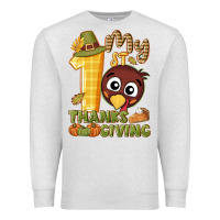 Oatmeal Heather My 1st Thanksgiving with turkey Premium Sweatshirt - NancyCooperArtShop