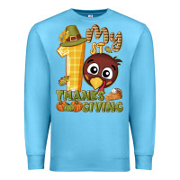 Ocean Blue My 1st Thanksgiving with turkey Premium Sweatshirt - NancyCooperArtShop