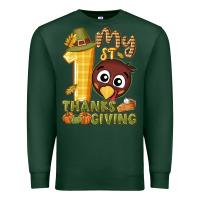 Sports Green My 1st Thanksgiving with turkey Premium Sweatshirt - NancyCooperArtShop