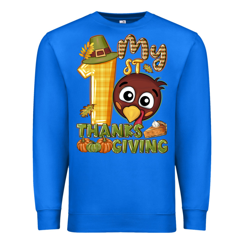 My 1st Thanksgiving With Turkey Premium Sweatshirt by NancyCooperArtShop | Teevron