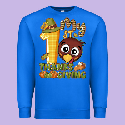 My 1st Thanksgiving With Turkey Premium Sweatshirt Designed By Nancycooperartshop