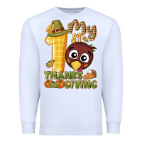 White My 1st Thanksgiving with turkey Premium Sweatshirt - NancyCooperArtShop