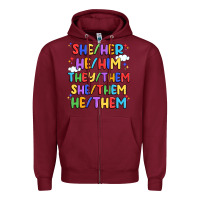 Burgundy pride pronouns Zipper Hoodie - Artiststas