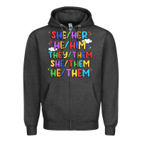Charcoal Heather pride pronouns Zipper Hoodie - Artiststas