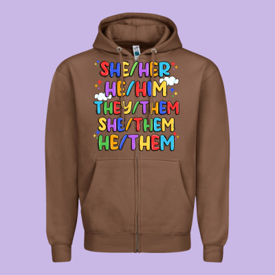 Pride Pronouns Zipper Hoodie Designed By Artiststas