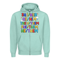 Seafoam pride pronouns Zipper Hoodie - Artiststas