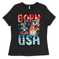 Black Born in USA gnomes 4th of July Ladies Tee - CowGirlArtShop