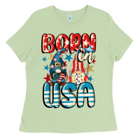 Matcha Born in USA gnomes 4th of July Ladies Tee - CowGirlArtShop