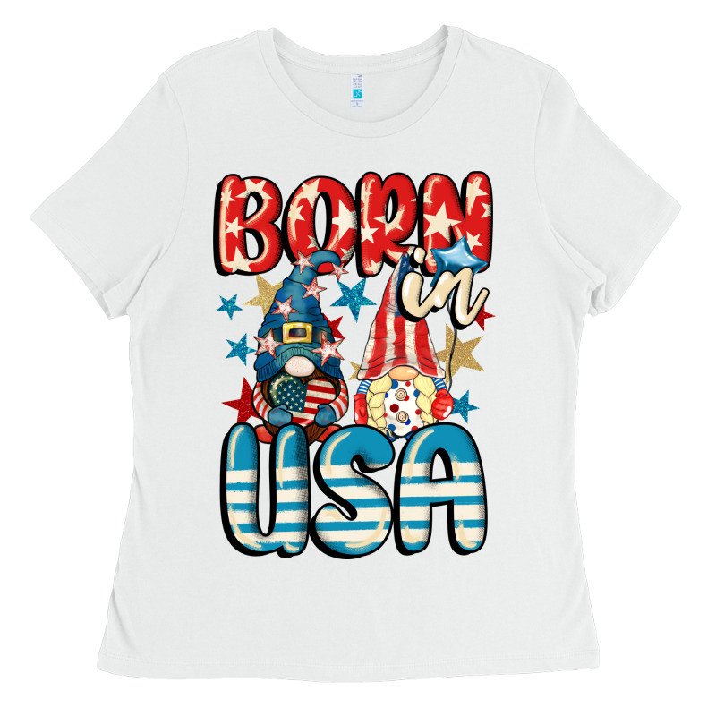 Born In Usa Gnomes 4th Of July Ladies Tee by CowGirlArtShop | Teevron