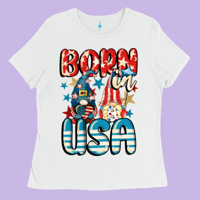 Born In Usa Gnomes 4th Of July Ladies Tee Designed By Cowgirlartshop