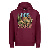 Burgundy Boy Mama western cactus Cowboy Premium Hoodie - HowdyJamesFarm