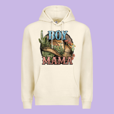Boy Mama Western Cactus Cowboy Premium Hoodie Designed By Howdyjamesfarm