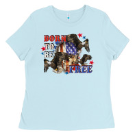 Baby Blue Born to be free 4th of july Ladies Tee - CowGirlArtShop