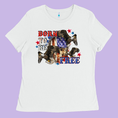 Born To Be Free 4th Of July Ladies Tee Designed By Cowgirlartshop