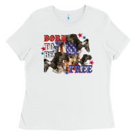 White Born to be free 4th of july Ladies Tee - CowGirlArtShop