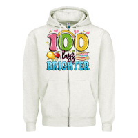 Oatmeal Heather 100 days brighter Zipper Hoodie - Artiststas