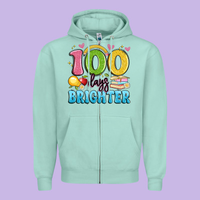 100 Days Brighter Zipper Hoodie Designed By Artiststas