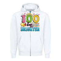 White 100 days brighter Zipper Hoodie - Artiststas