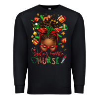 Black santa's favorite nurse afro messy bun Premium Sweatshirt - texasbilliewilder