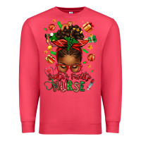 Cardinal santa's favorite nurse afro messy bun Premium Sweatshirt - texasbilliewilder