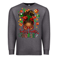 Charcoal Heather santa's favorite nurse afro messy bun Premium Sweatshirt - texasbilliewilder