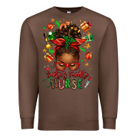 Chestnut santa's favorite nurse afro messy bun Premium Sweatshirt - texasbilliewilder