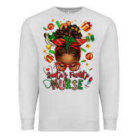 Dove Grey santa's favorite nurse afro messy bun Premium Sweatshirt - texasbilliewilder