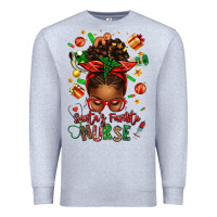 Santa's Favorite Nurse Afro Messy Bun Premium Sweatshirt | Teevron