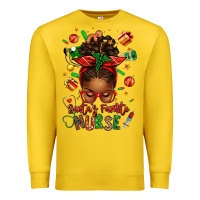Lemon santa's favorite nurse afro messy bun Premium Sweatshirt - texasbilliewilder