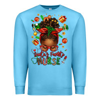 Ocean Blue santa's favorite nurse afro messy bun Premium Sweatshirt - texasbilliewilder