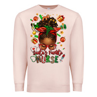 Pale Pink santa's favorite nurse afro messy bun Premium Sweatshirt - texasbilliewilder