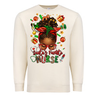 Sandshell santa's favorite nurse afro messy bun Premium Sweatshirt - texasbilliewilder