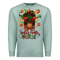 Seafoam santa's favorite nurse afro messy bun Premium Sweatshirt - texasbilliewilder