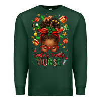 Sports Green santa's favorite nurse afro messy bun Premium Sweatshirt - texasbilliewilder