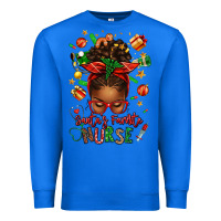 True Royal santa's favorite nurse afro messy bun Premium Sweatshirt - texasbilliewilder