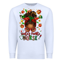 White santa's favorite nurse afro messy bun Premium Sweatshirt - texasbilliewilder