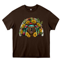 Chocolate Brown bear rainbow Heavy Core Tee - BarkalooDesign