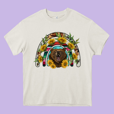 Bear Rainbow Heavy Core Tee Designed By Barkaloodesign