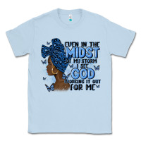 Dusty Blue even in the midst of may storm afro woman Classic Tee - MaliasSmallBusiness