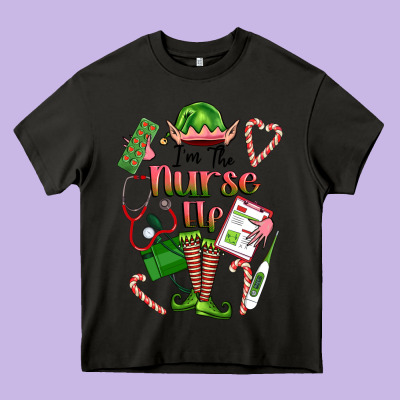 Im The Nurse Elf Heavy Core Tee Designed By Fadigitalartstudio