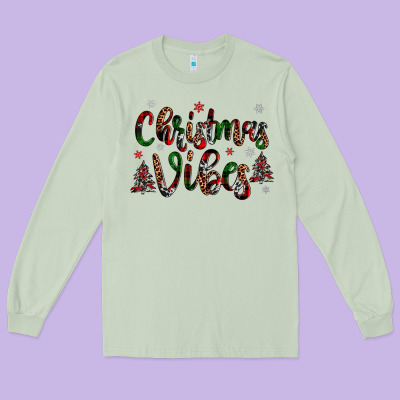 Christmas Vibes Long Sleeve Tee Designed By Jahusdesignshop