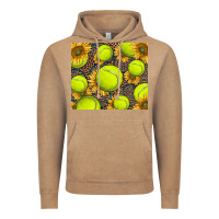 Vintage Coffee tennis ball with sunflower and racket Vintage Hoodie - BarkalooDesign