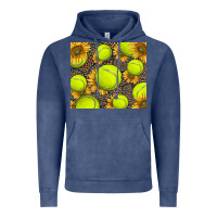 Vintage Denim tennis ball with sunflower and racket Vintage Hoodie - BarkalooDesign
