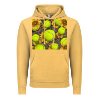 Vintage Mustard tennis ball with sunflower and racket Vintage Hoodie - BarkalooDesign