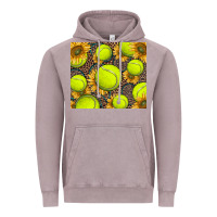 Vintage Zinc tennis ball with sunflower and racket Vintage Hoodie - BarkalooDesign