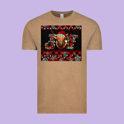 Highland Cow Joy Christmas Tumbler Vintage Tee Designed By Jasminsmagicworld