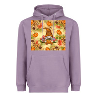 Lavender Fall Pumpkins and Gnome with Leopard Heavyweight Hoodie - texasbilliewilder