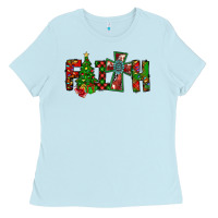 Baby Blue christmas faith with cross Ladies Tee - CowhideDigitalArt