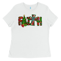 White christmas faith with cross Ladies Tee - CowhideDigitalArt